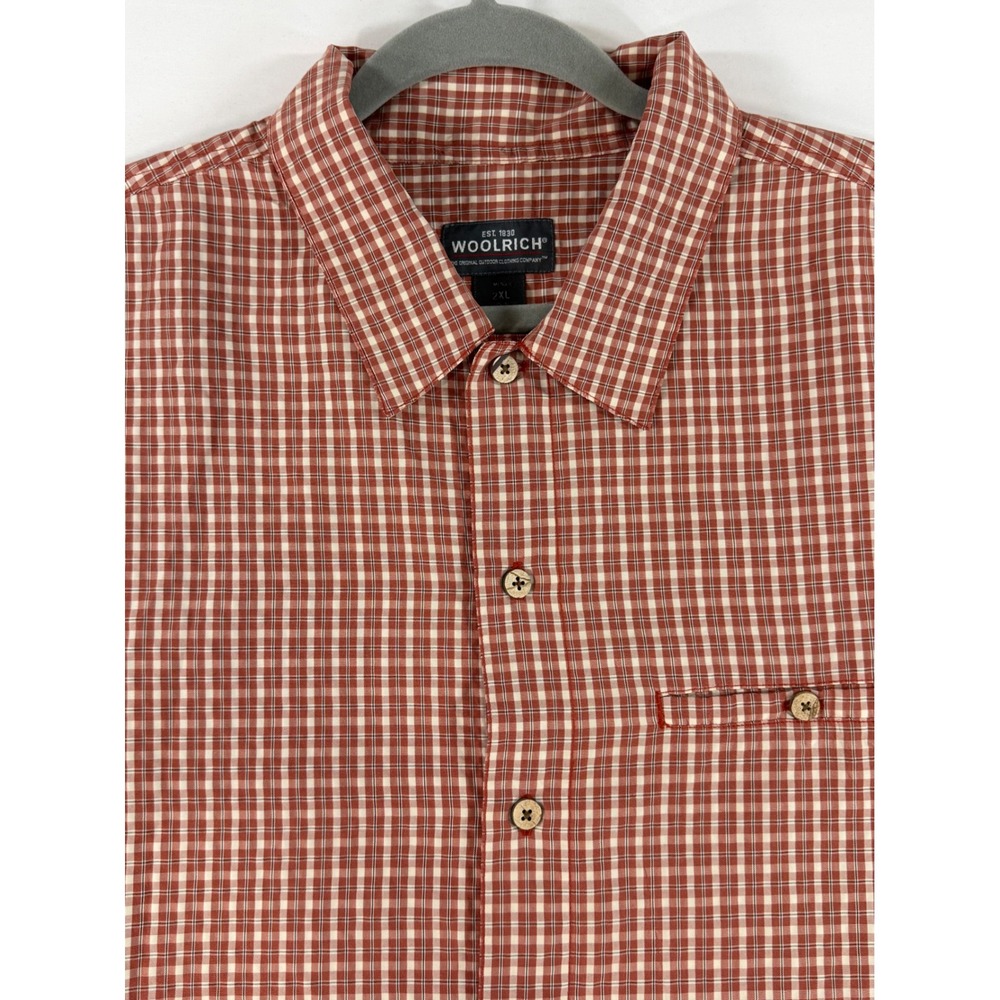 Woolrich Mens‎ 2XL Red Plaid Short Sleeve Button Down Shirt Modal Blend 6104 - Picture 5 of 10